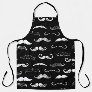 Delantal Black & White Moustache Seamless Repeat Background