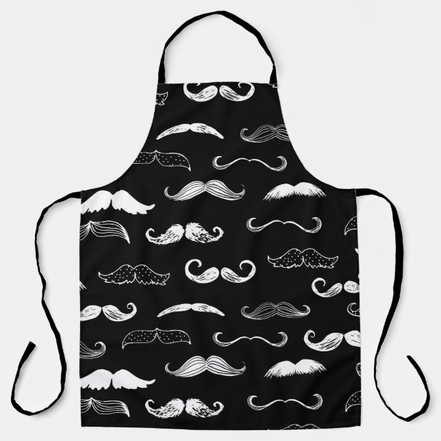 Delantal Black & White Moustache Seamless Repeat Background (Anverso)