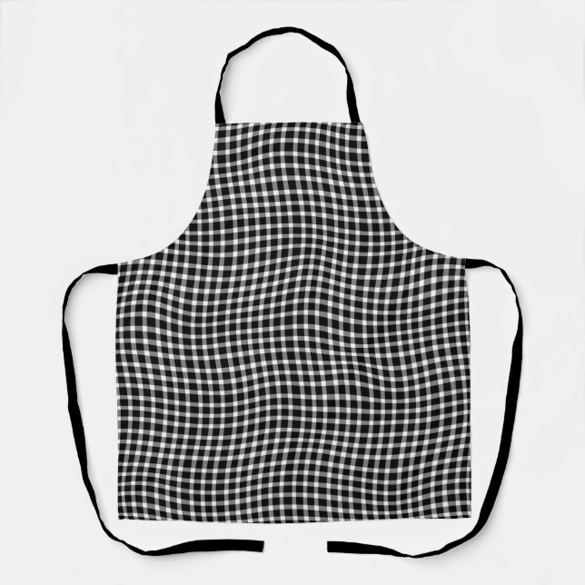 Delantal Black White Plaid Checker Seamless Pattern (Anverso)