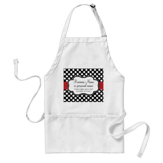 Delantal Black White Red Polka Dot Retro Cute Consultor (Frente)