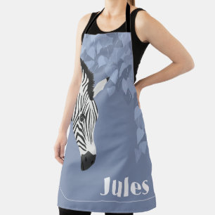 Delantal Black White Zebra Blue Ivy añadir nombre