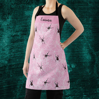 Delantal Black Widow Spider Web Pastel Pink 