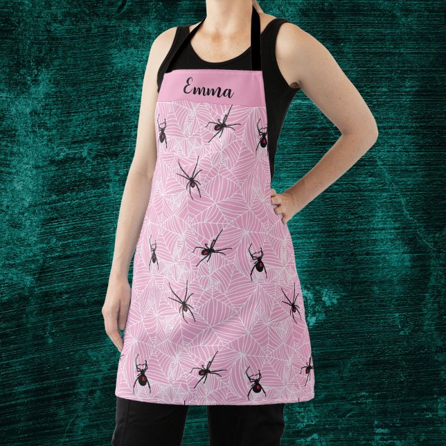 Delantal Black Widow Spider Web Pastel Pink  (Subido por el creador)