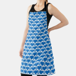 DELANTAL BLANCO CON SOMBRILLAS DE FILAS AZULES DE CORAZONES