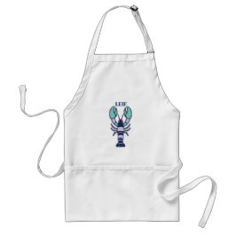 Delantal Blanco Costero Langosta Azul Personalizad