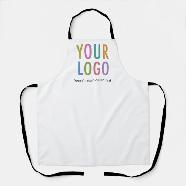 Delantal blanco impreso personalizado con logotipo (Anverso)