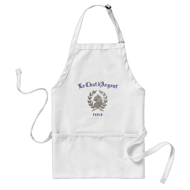 Delantal blanco Le Chat d'Argent para cocina | Rat (Frente)