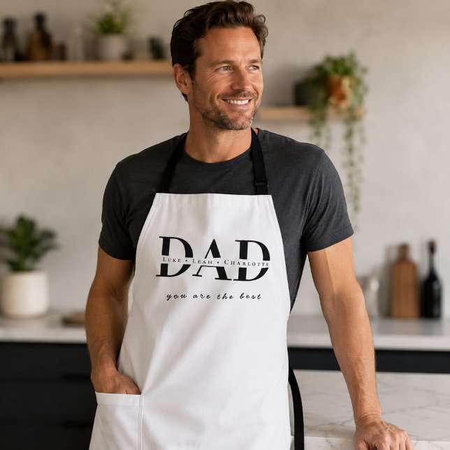 Delantal blanco moderno personalizado para PAPÁ (Subido por el creador)