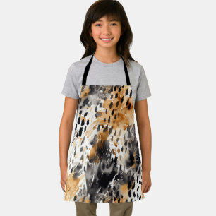 Delantal Blanco Negro Crema Leopardo Animal  