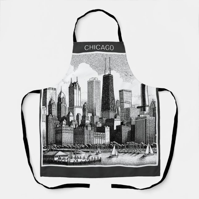 Delantal Blanco negro de Chicago (Anverso)