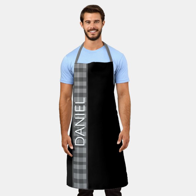 Delantal Blanco negro personalizado contemporáneo (Gastado)