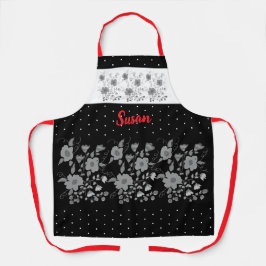 Delantal Blanco negro y gris