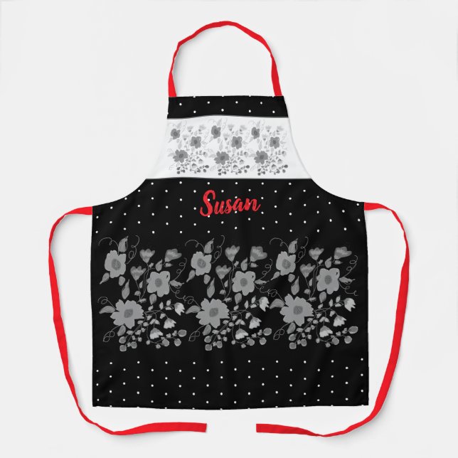 Delantal Blanco negro y gris (Anverso)