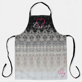 Delantal Blanco Negro Y Rosa