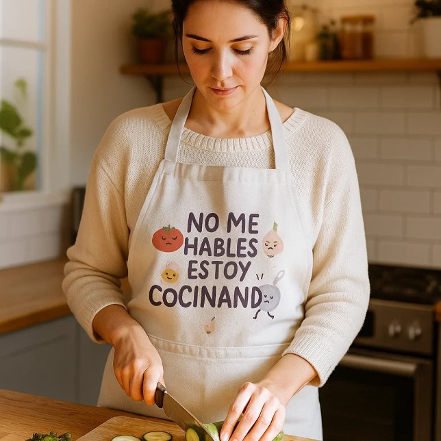 Delantal blanco ‘No me hables, estoy cocinando’ co (Para quienes disfrutan cocinar  sin interrupciones: este delantal es tu escudo de paz en la cocina. )