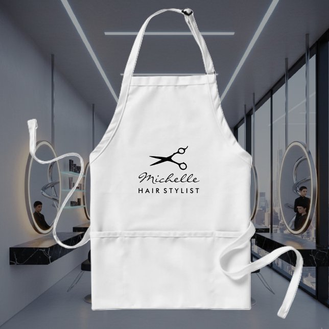 delantal blanco para peluquería o peluquería (Hair salon apron)
