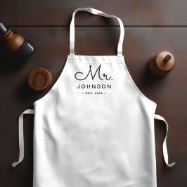 Delantal Blanco personalizado del recién casado Groom