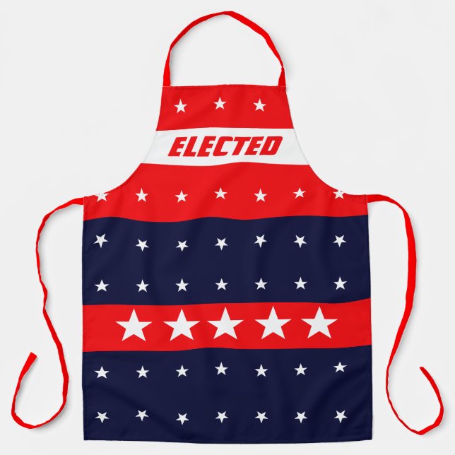 Delantal Blanco Rojo Y Azul Con Estrellas (Anverso)