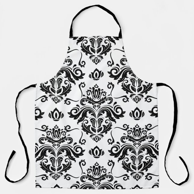 Delantal Blanco y negro oriental: Textura clásica (Anverso)