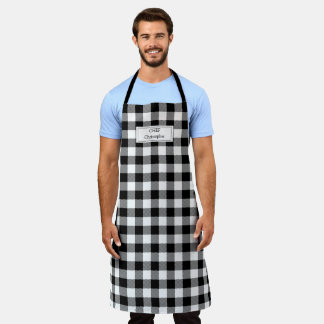Delantal Blancos Black Buffalo Plaid Lumberjack Personaliza