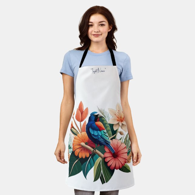 Delantal Bliss tropical: Una Fusión Vibrante de la Flora (Gastado)