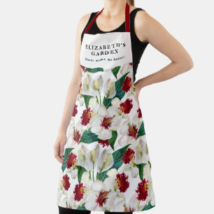 Delantal Blogs tropicales personalizados De Verano Rojo Y B