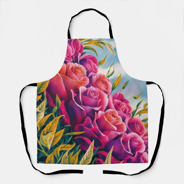 Delantal Bloom etéreo: Sinfonía Rosa de acuarela abstracta (Anverso)