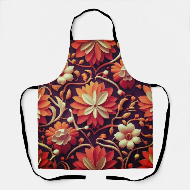 Delantal "Bloom Retro - Patrón floral sin foco (Anverso)