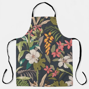 Delantal Bloom Tropical: Patrón de flores sin foco