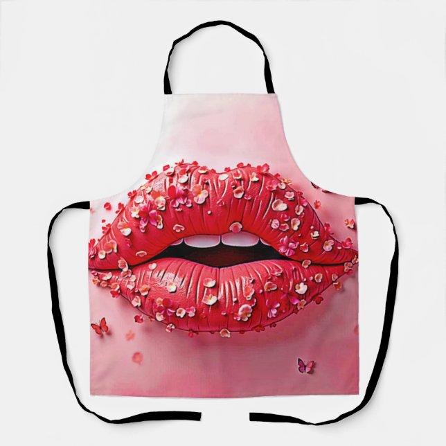 Delantal Blooming Lips: Floral Butterfly Kiss (Anverso)