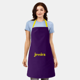 Delantal Bloque de color minimalista nombre personalizado