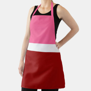 Delantal Bloque de color rosa blanco granate rojo