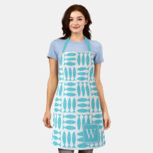 Bloque de pescado impreso náutico - Monograma turq