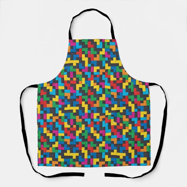 Delantal Bloques Retro Tetris Patrón Continuo (Anverso)