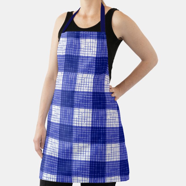 Delantal Blue and White Bold Checkered Plaid Design  (Subido por el creador)