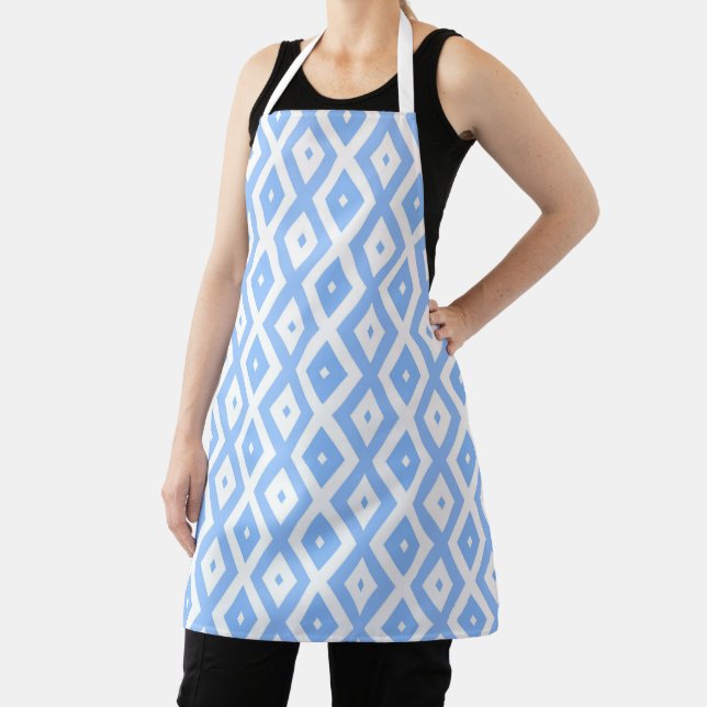 Delantal Blue and white diamond pattern (in situ)