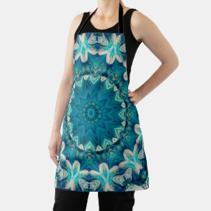 Delantal Blue Aqua Mandala Rosette Retro Hippie