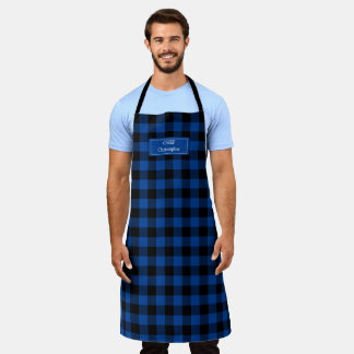 Delantal Blue Black Buffalo Plaid Lumberjack Personalizado