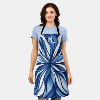 Delantal Blue Bliss: Floral psicodélica orgánica