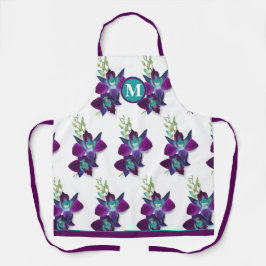 Delantal Blue Bom Dendrobium Orquid Flower Monograma