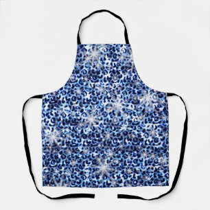 Delantal Blue Cheetah Sparkles Apron