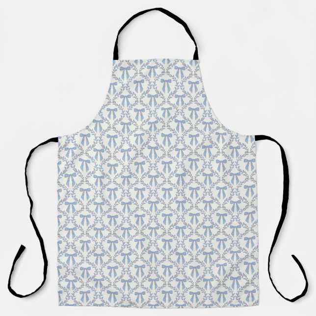 Delantal Blue Coquette Bows, Trellis, Preppy (Anverso)