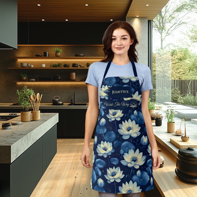 Delantal Blue Floral Zen Resumen de ropa de cocina Serenali (Subido por el creador)