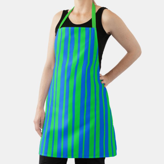 Delantal Blue Green Stylish Stripes Pattern Design  (Subido por el creador)