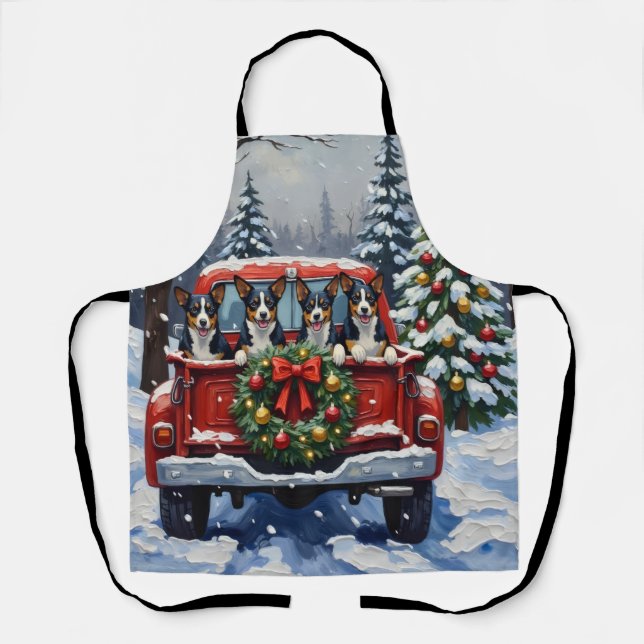 Delantal Blue Heeler Christmas Red Truck Holiday (Anverso)