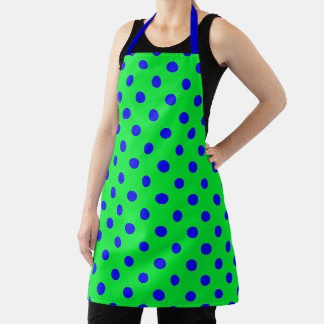 Delantal Blue On Green Polka Dots Pattern Design  (Subido por el creador)