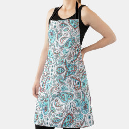 Delantal Blue Paisley Boho Apron