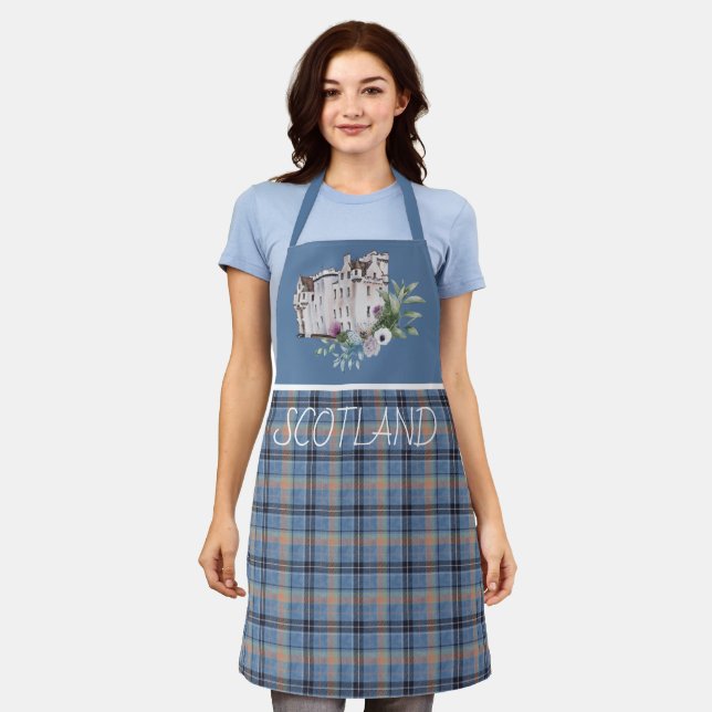 Delantal Blue Plaid con Castillo de Escocia (Gastado)