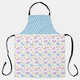 DELANTAL BLUE PURPLE PINK EASTER BOWS & EGGS