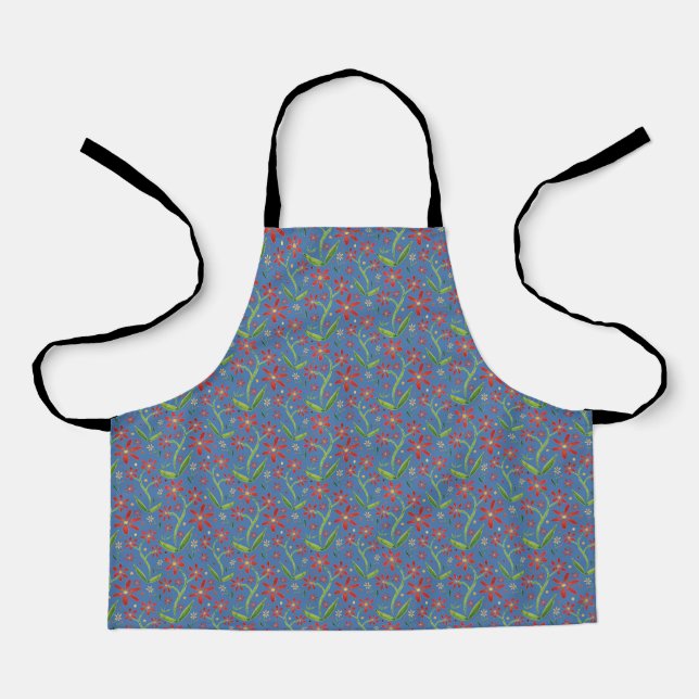 Delantal Blue Sky | Dancing Watercolor Daisies Kids Apron (Anverso)